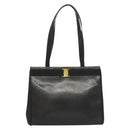 Salvatore Ferragamo Tote Bag Embossed Leather Black Gold Auth BA4507-2