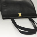 Salvatore Ferragamo Tote Bag Embossed Leather Black Gold Auth BA4507-6