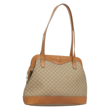 CELINE Macadam Canvas Shoulder Bag PVC Beige Gold Auth BA4513