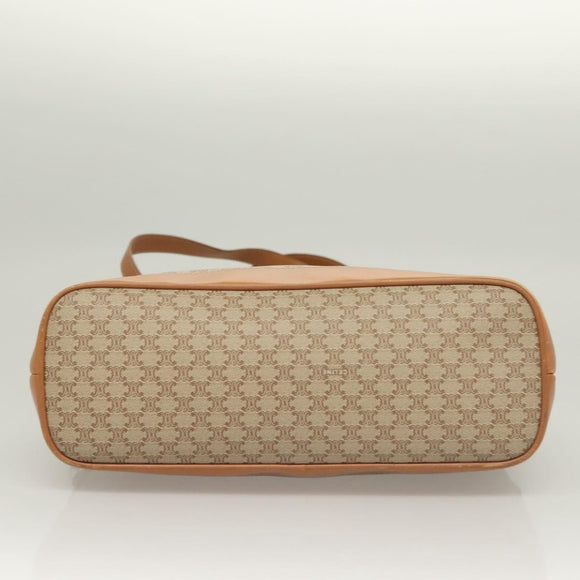 CELINE Macadam Canvas Shoulder Bag PVC Beige Gold Auth BA4513