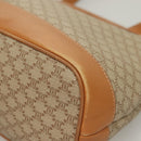 CELINE Macadam Canvas Shoulder Bag PVC Beige Gold Auth BA4513-16