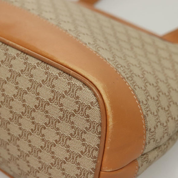 CELINE Macadam Canvas Shoulder Bag PVC Beige Gold Auth BA4513