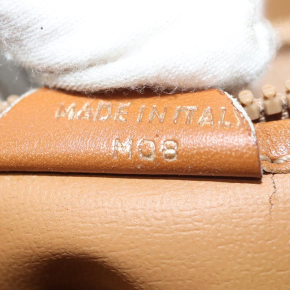 CELINE Macadam Canvas Shoulder Bag PVC Beige Gold Auth BA4513