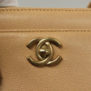 CHANEL Matelasse Shoulder Bag Caviar Skin Beige Gold CC Auth BA4516-19