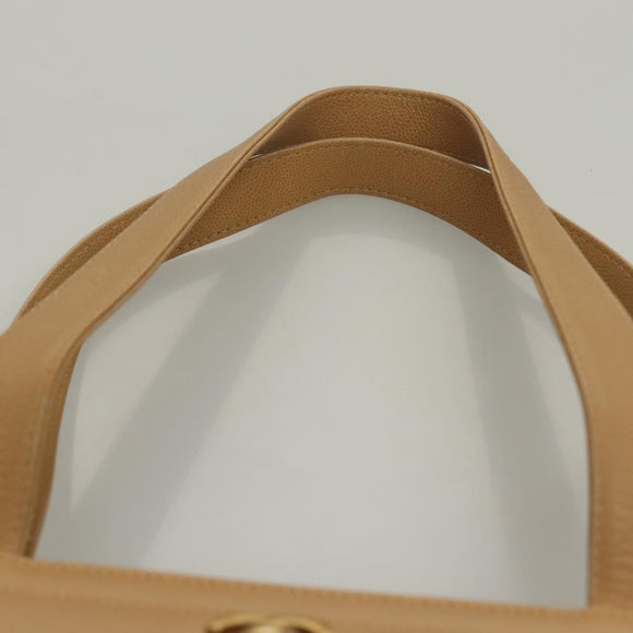 CHANEL Matelasse Shoulder Bag Caviar Skin Beige Gold CC Auth BA4516