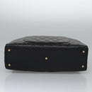 CHANEL Matelasse Hand Bag Caviar Skin Black Gold CC Auth BA451A-5