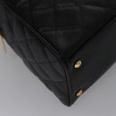 CHANEL Matelasse Hand Bag Caviar Skin Black Gold CC Auth BA451A-15