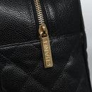 CHANEL Matelasse Hand Bag Caviar Skin Black Gold CC Auth BA451SAM-17