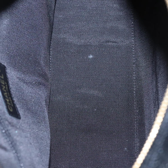 CHANEL Matelasse Hand Bag Caviar Skin Black Gold CC Auth BA451A