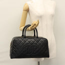 CHANEL Matelasse Hand Bag Caviar Skin Black Gold CC Auth BA451A-23