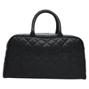 CHANEL Matelasse Hand Bag Caviar Skin Black Gold CC Auth BA451A-2