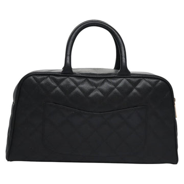 CHANEL Matelasse Hand Bag Caviar Skin Black Gold CC Auth BA451A - 0