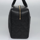 CHANEL Matelasse Hand Bag Caviar Skin Black Gold CC Auth BA451A-3