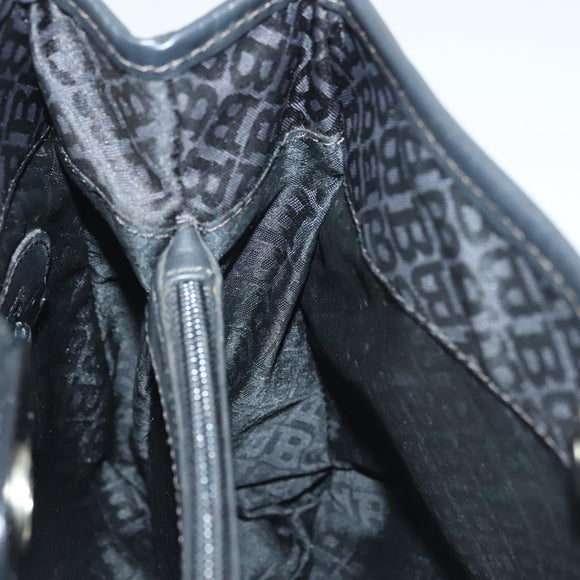 BALLY Shoulder Bag Nylon Black Silver Auth BA4528