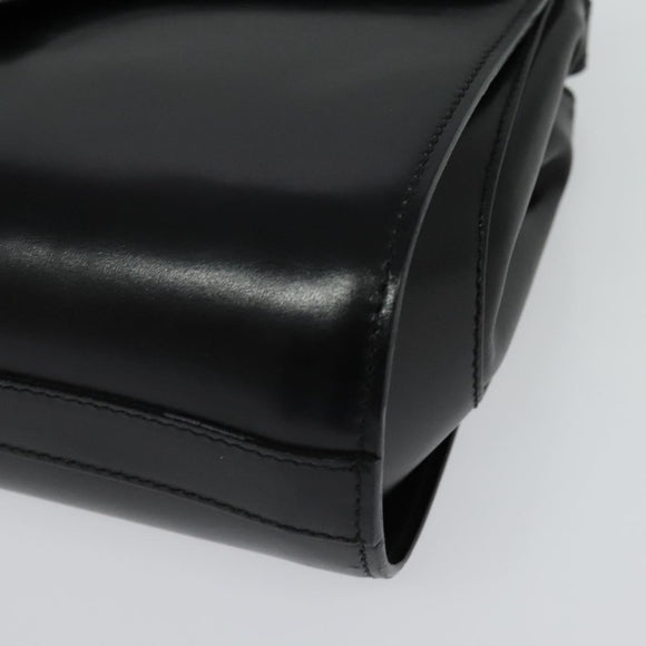 BALLY Shoulder Bag Leather Black Gold Auth BA4529