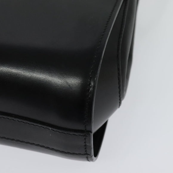 BALLY Shoulder Bag Leather Black Gold Auth BA4529