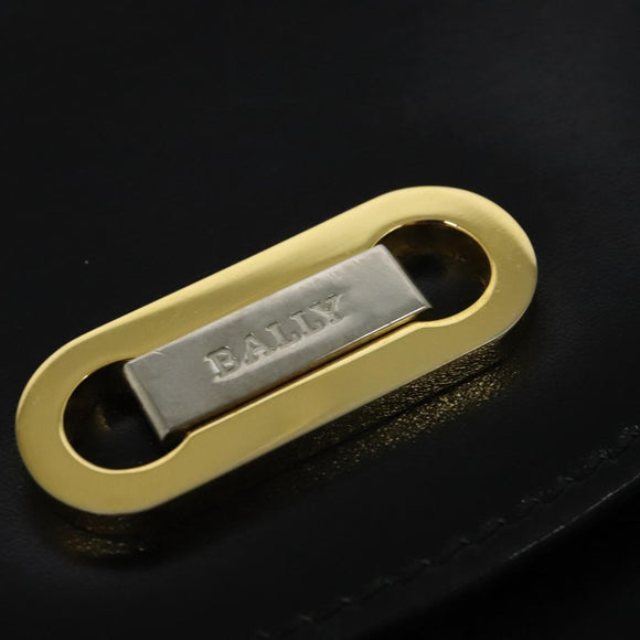 BALLY Shoulder Bag Leather Black Gold Auth BA4529