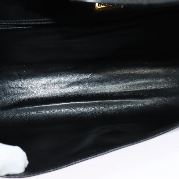 BALLY Shoulder Bag Leather Black Gold Auth BA4529