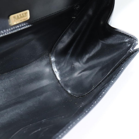 BALLY Shoulder Bag Leather Black Gold Auth BA4529