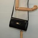BALLY Shoulder Bag Leather Black Gold Auth BA4529-21