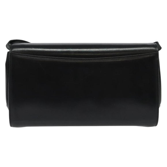 BALLY Shoulder Bag Leather Black Gold Auth BA4529