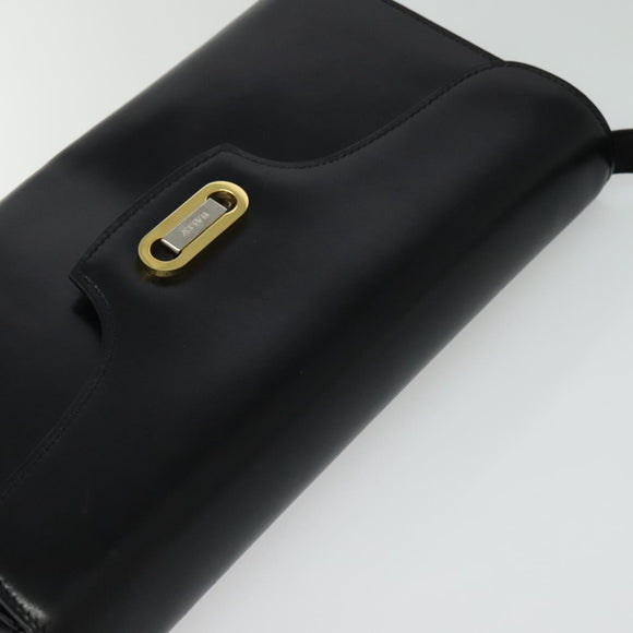BALLY Shoulder Bag Leather Black Gold Auth BA4529