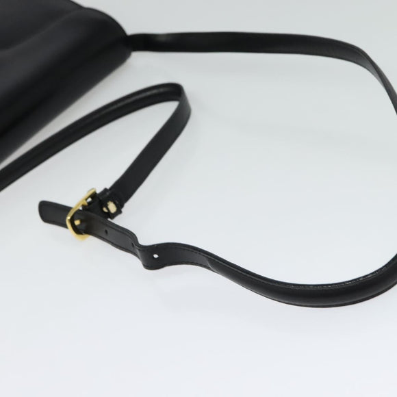 BALLY Shoulder Bag Leather Black Gold Auth BA4529