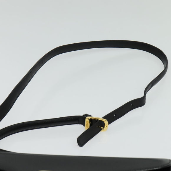 BALLY Shoulder Bag Leather Black Gold Auth BA4529