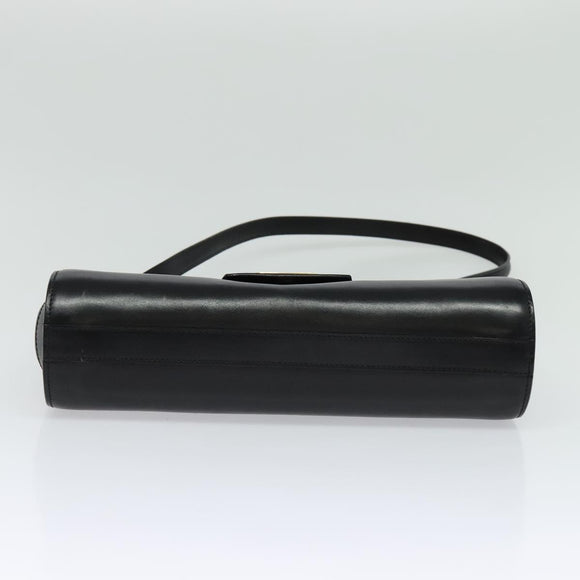 BALLY Shoulder Bag Leather Black Gold Auth BA4529