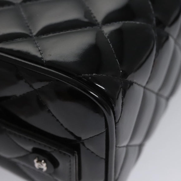 CHANEL Matelasse Hand Bag Patent leather Black CC Auth BA452AV