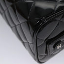 CHANEL Matelasse Hand Bag Patent leather Black CC Auth BA452AV-14