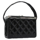 CHANEL Matelasse Hand Bag Patent leather Black CC Auth BA452AV-1