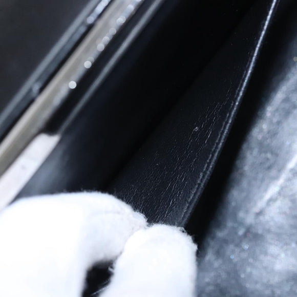 CHANEL Matelasse Hand Bag Patent leather Black CC Auth BA452AV