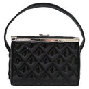 CHANEL Matelasse Hand Bag Patent leather Black CC Auth BA452AV-2