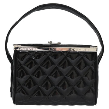 CHANEL Matelasse Hand Bag Patent leather Black CC Auth BA452AV - 0