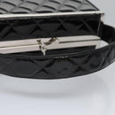 CHANEL Matelasse Hand Bag Patent leather Black CC Auth BA452AV-7