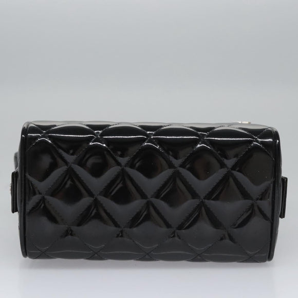 CHANEL Matelasse Hand Bag Patent leather Black CC Auth BA452AV