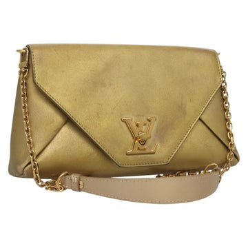 LOUIS VUITTON Love Note Shoulder Bag Leather Gold M53069 LV Auth BA4535