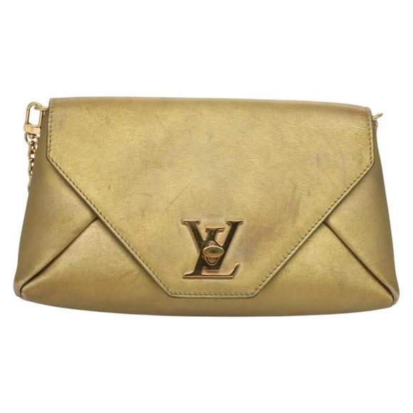 LOUIS VUITTON Love Note Shoulder Bag Leather Gold M53069 LV Auth BA4535