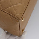 CHANEL Matelasse Hand Bag Caviar Skin Beige Gold CC Auth BA453A-14