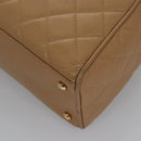CHANEL Matelasse Hand Bag Caviar Skin Beige Gold CC Auth BA453A-15