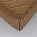 CHANEL Matelasse Hand Bag Caviar Skin Beige Gold CC Auth BA453A-16