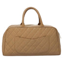 CHANEL Matelasse Hand Bag Caviar Skin Beige Gold CC Auth BA453A-2