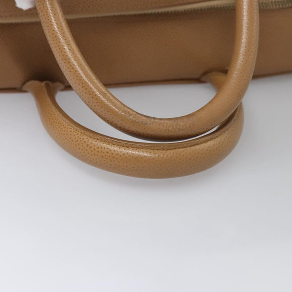 CHANEL Matelasse Hand Bag Caviar Skin Beige Gold CC Auth BA453A