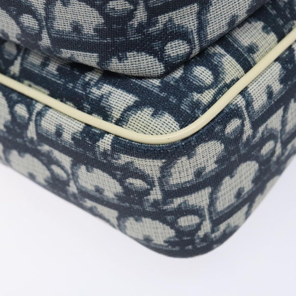 Christian Dior Trotter Canvas Shoulder Bag PVC Navy Silver Auth BA4540