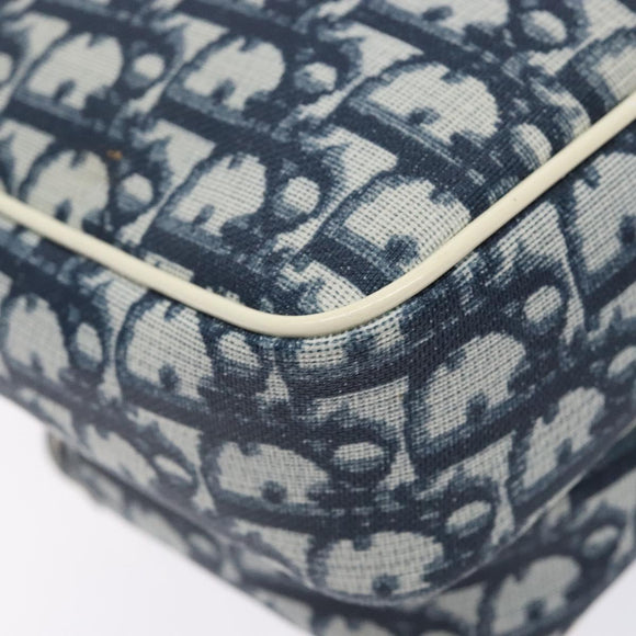 Christian Dior Trotter Canvas Shoulder Bag PVC Navy Silver Auth BA4540