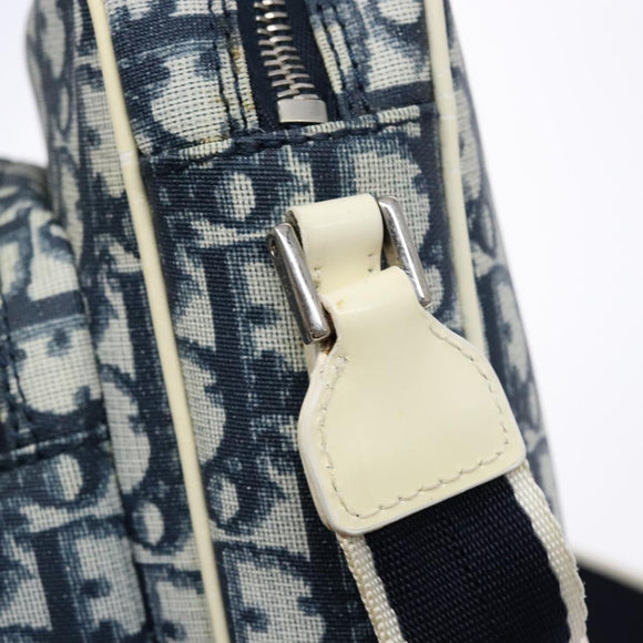 Christian Dior Trotter Canvas Shoulder Bag PVC Navy Silver Auth BA4540