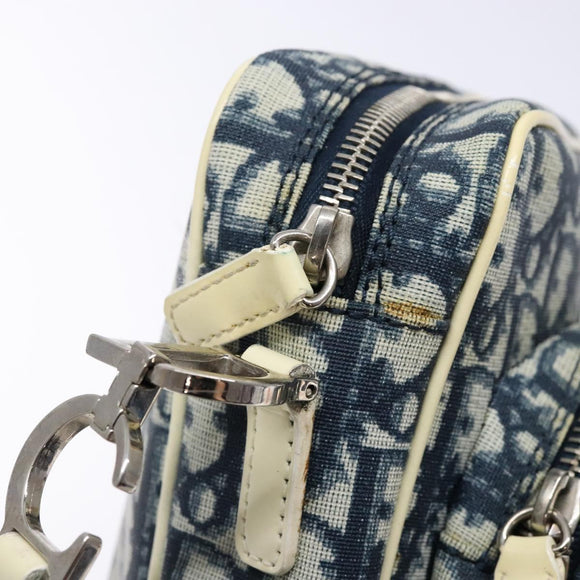 Christian Dior Trotter Canvas Shoulder Bag PVC Navy Silver Auth BA4540