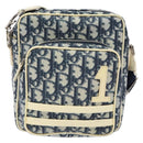 Christian Dior Trotter Canvas Shoulder Bag PVC Navy Silver Auth BA4540-13