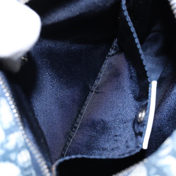 Christian Dior Trotter Canvas Shoulder Bag PVC Navy Silver Auth BA4540